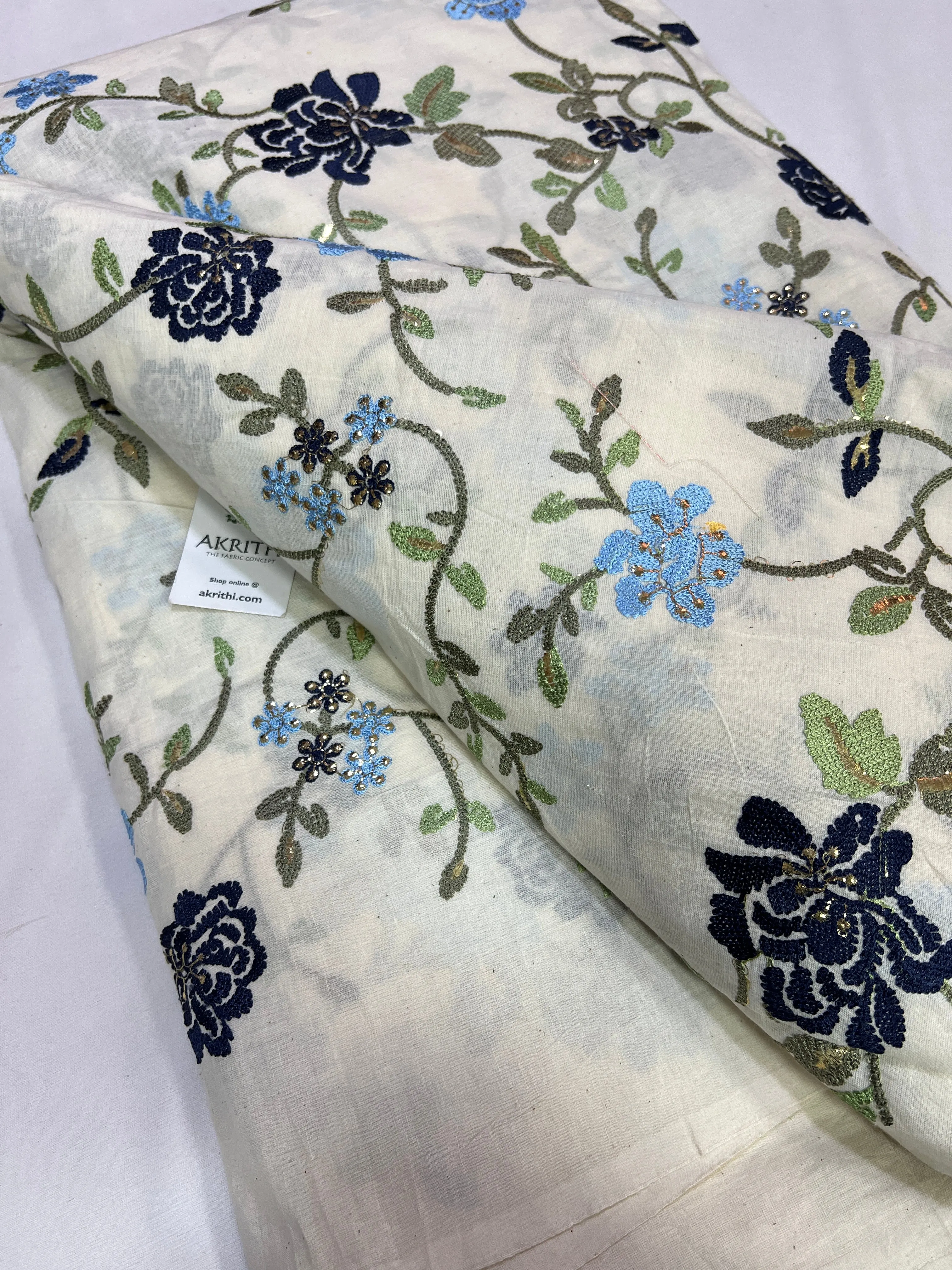 Pure cotton embroidered fabric