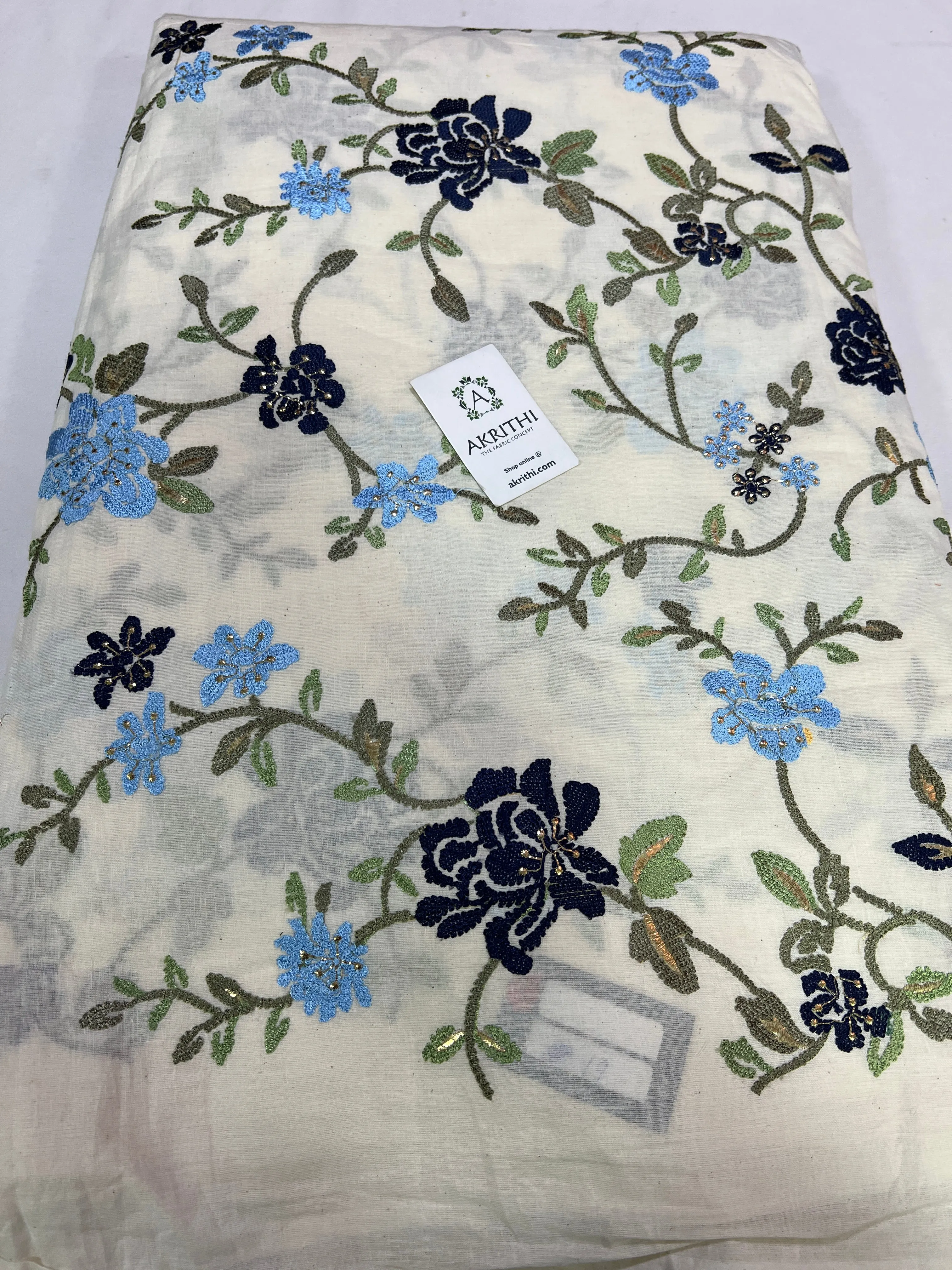 Pure cotton embroidered fabric