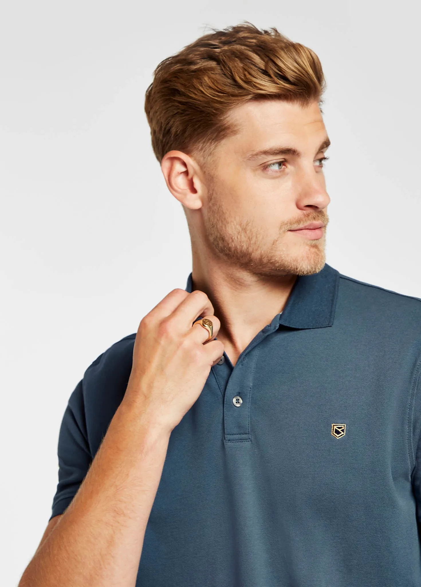 Quinlan 4-way Stretch Polo- Steel