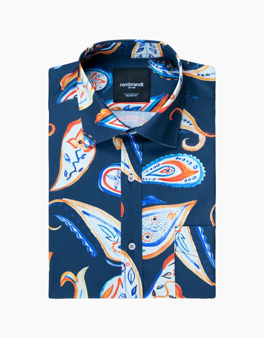 Rembrandt - Sinatra Shirt - Navy/Orange