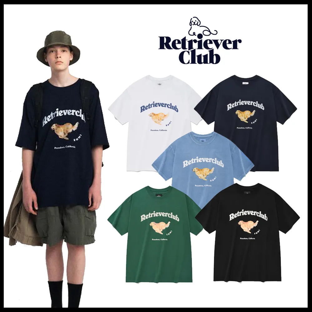 Retriever Club  |Crew Neck Unisex Street Style Other Animal Patterns Cotton