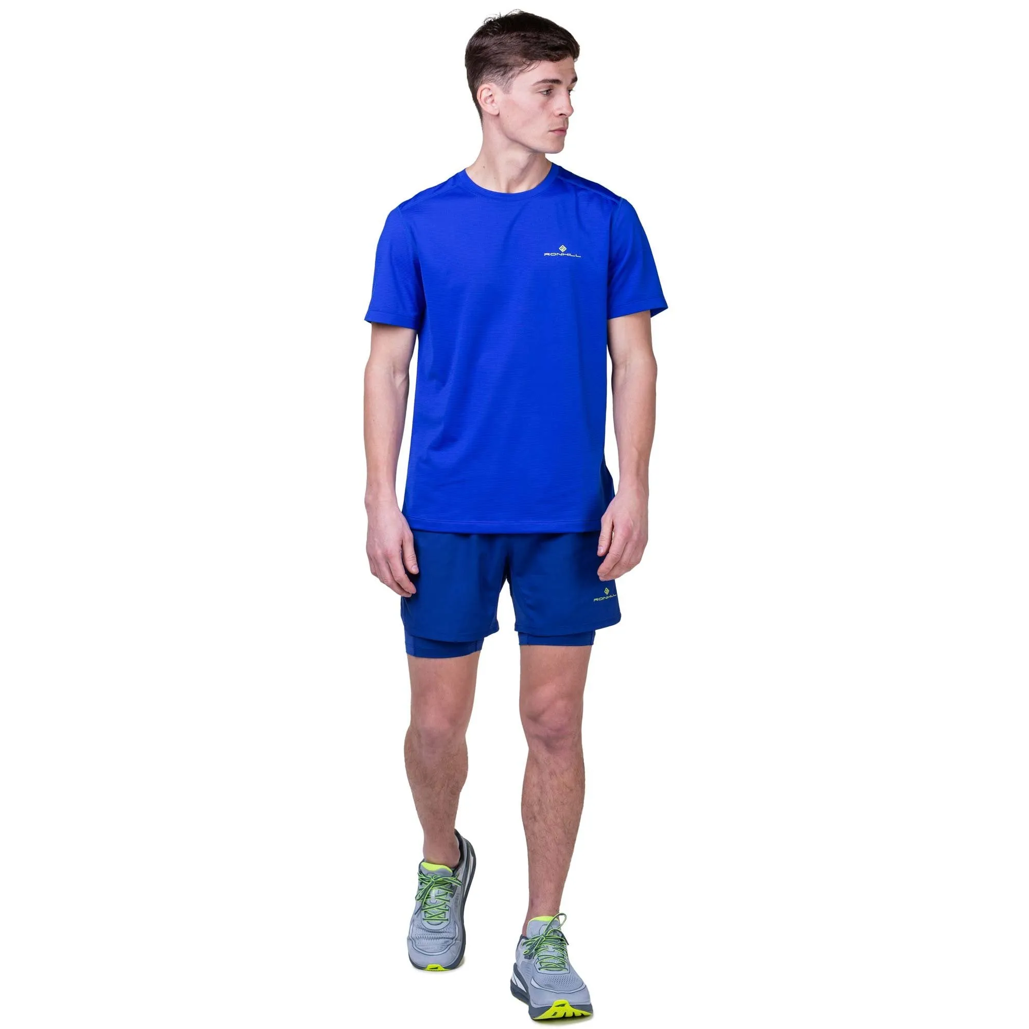 Ronhill  Tech Mens Running T-Shirt Azurite/Citrus