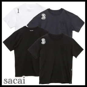 sacai  |Street Style Plain Cotton Short Sleeves Logo Designers