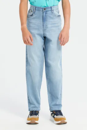 Senior Boys Blue Baggy Jeans