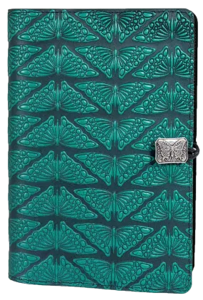 Small Leather Journal -  Mariposas In Teal