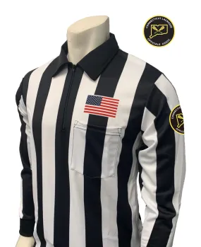 Smitty 2 inch Made in USA Dye Sub Lacrosse Long Sleeve Shirt w/Flag Over Pocket - CLOA