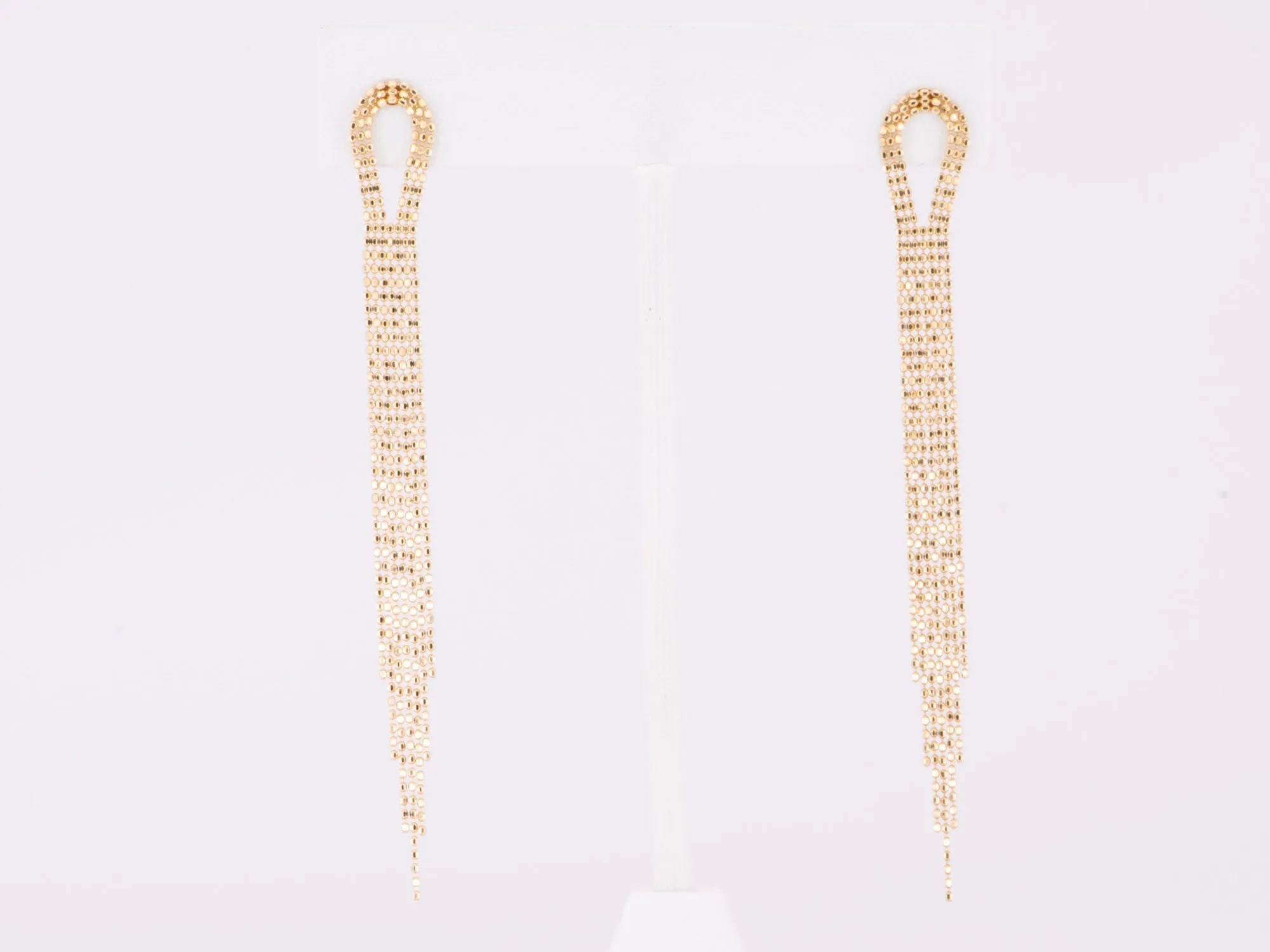 Solid 18K Gold Long Fringe Earrings ~2.7g R3182