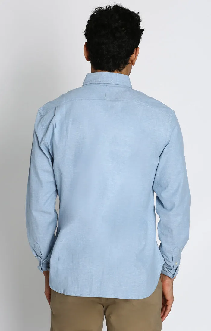 Stretch Chambray One Pocket Long Sleeve Shirt