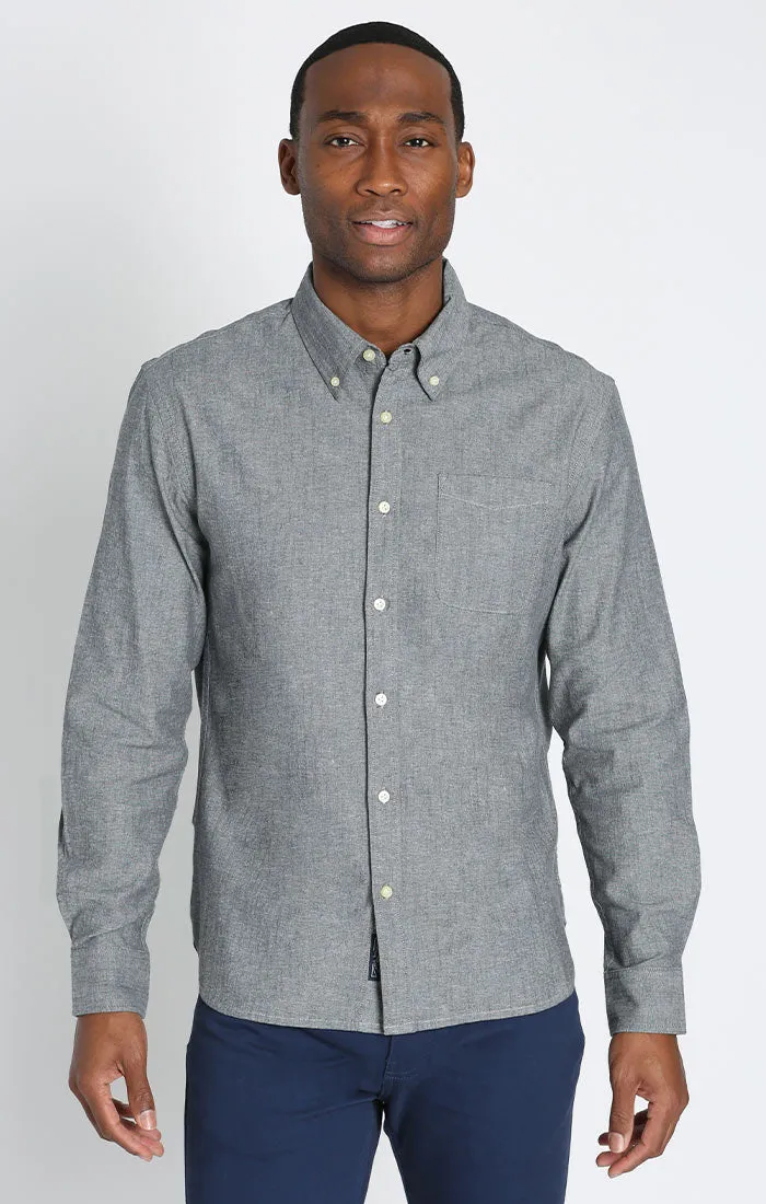 Stretch Chambray One Pocket Long Sleeve Shirt