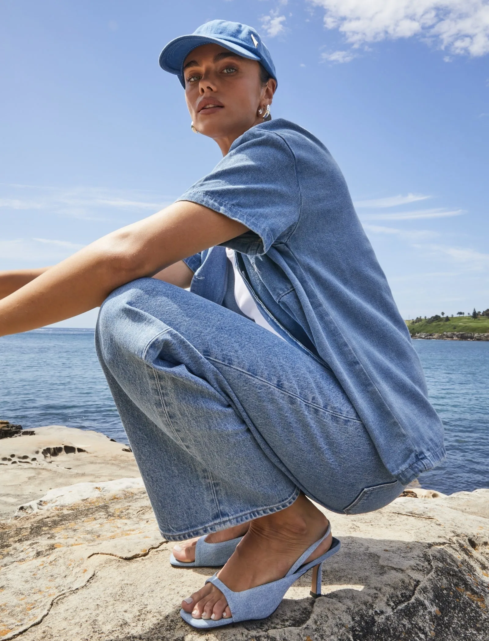 STUSSY  |Casual Style Denim Street Style Plain Cotton Short Sleeves