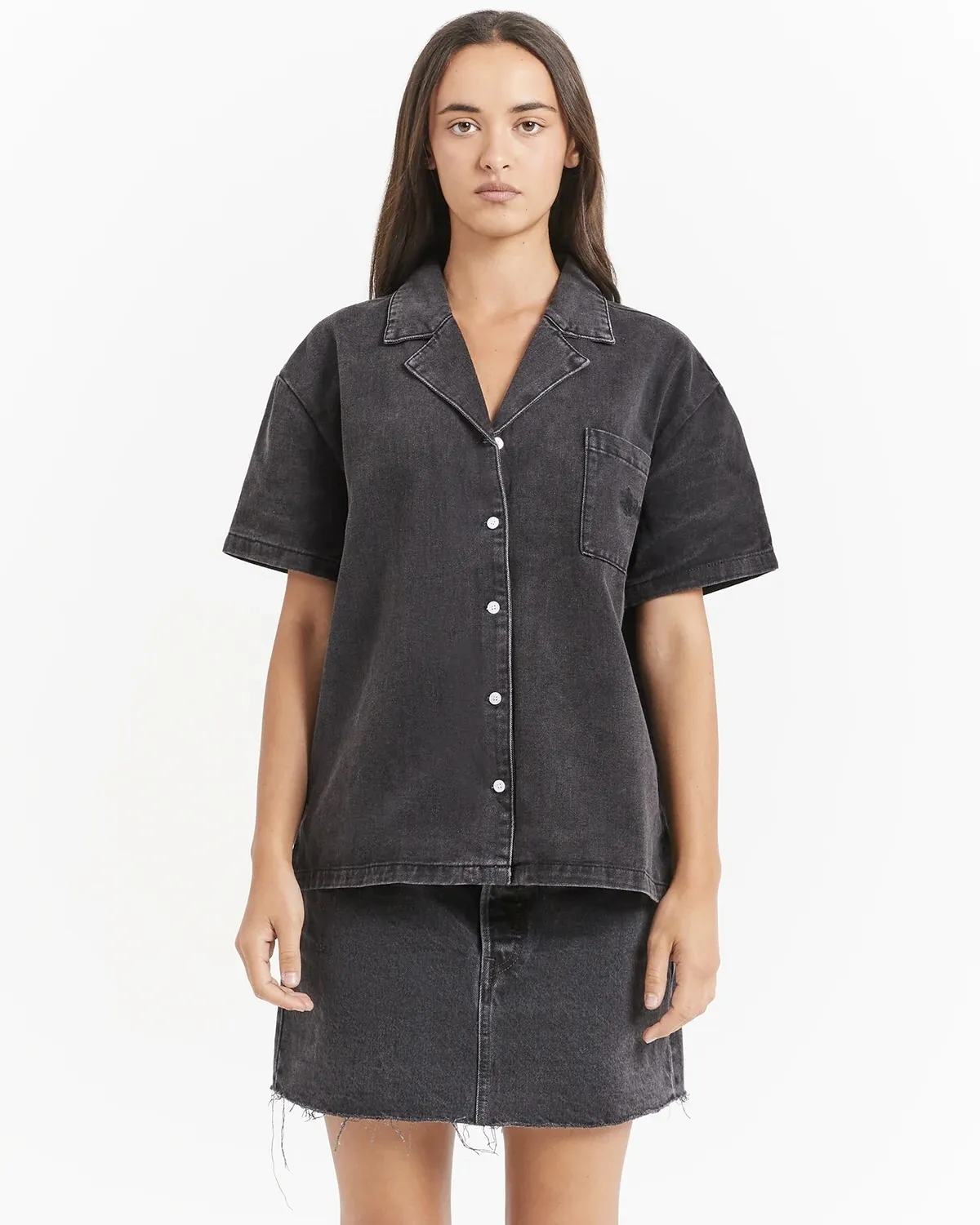 STUSSY  |Casual Style Denim Street Style Plain Cotton Short Sleeves