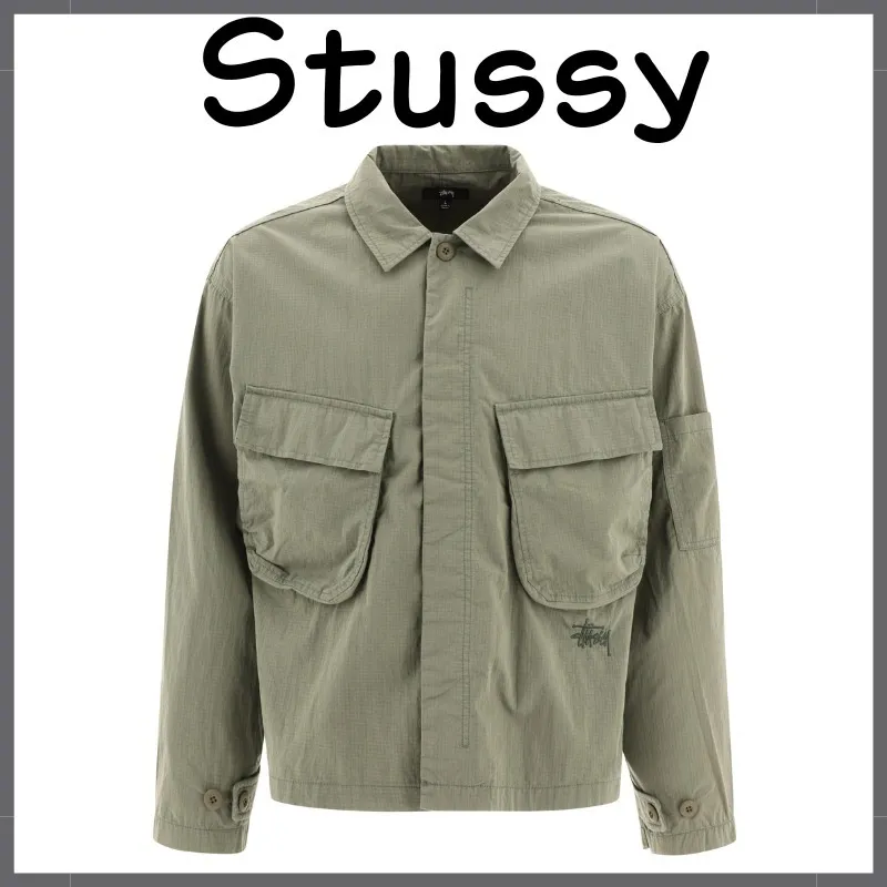 STUSSY  |Unisex Nylon Street Style Long Sleeves Plain Cotton