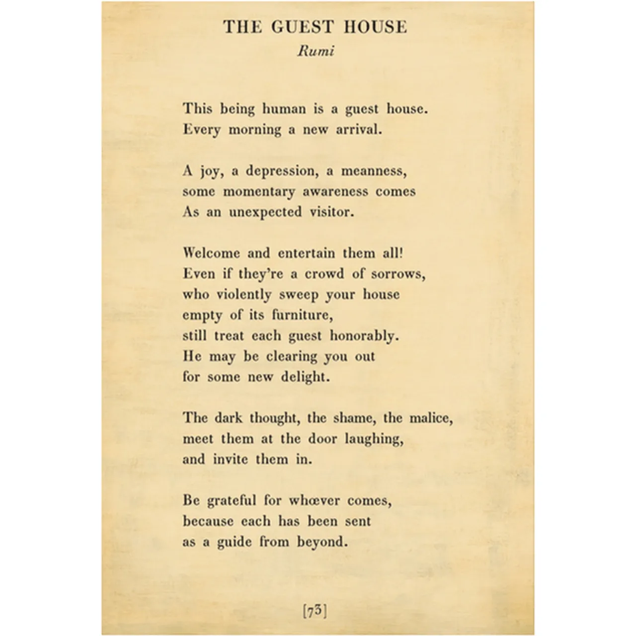 The Guest House Art Print (Poetry Collection)