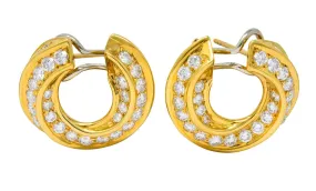 Tiffany & Co. Vintage 3.48 CTW Diamond 18 Karat Gold Hoop Swirl Earrings