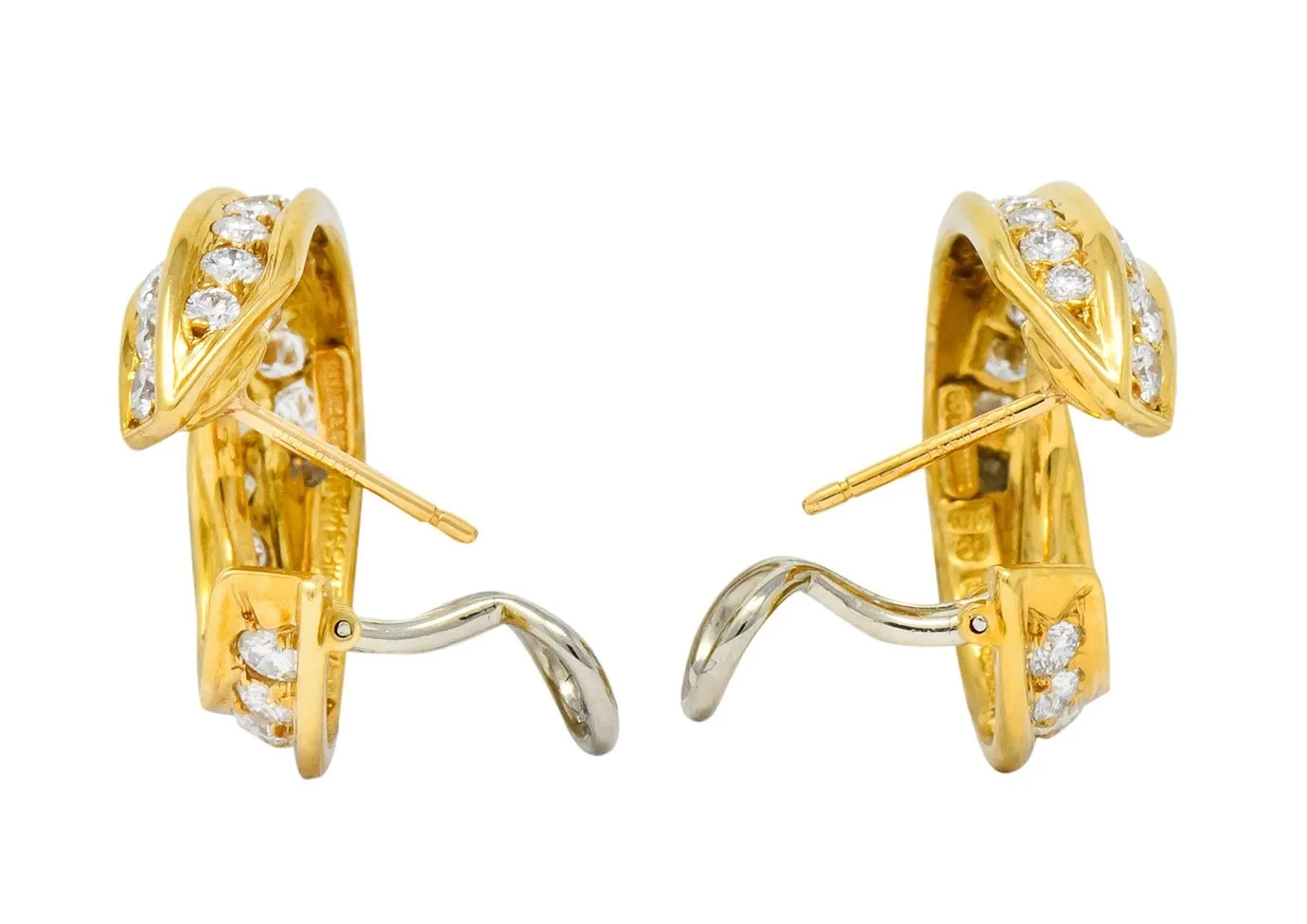 Tiffany & Co. Vintage 3.48 CTW Diamond 18 Karat Gold Hoop Swirl Earrings