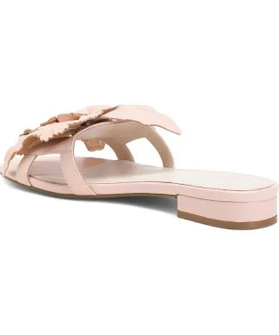 Tj Maxx Leather Lila Floral Flat Sandals For Women