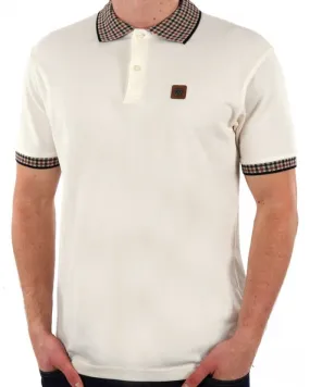 Trojan Gingham Trim Polo Ecru