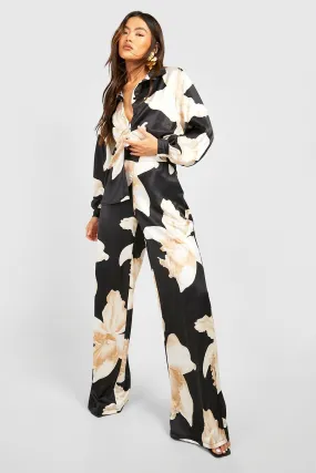 Trousers | Large Scale Floral Wide Leg Trousers | boohoo