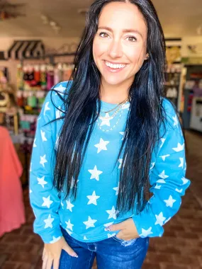 Umgee Star Sweatshirt in Blue