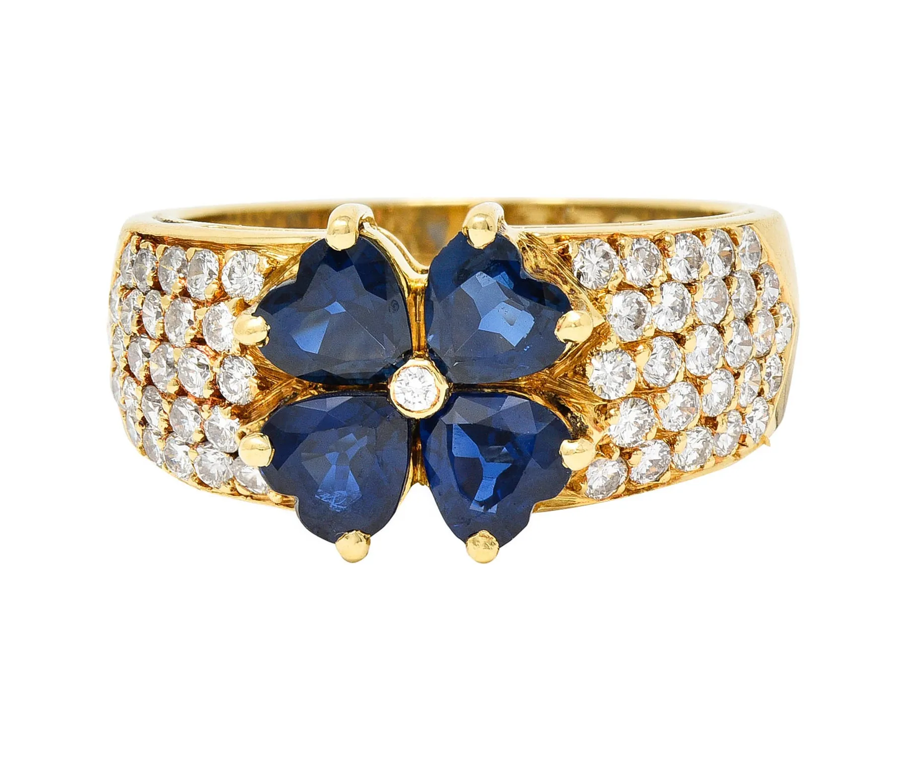 Van Cleef & Arpels French Sapphire Diamond 18 Karat Gold Marie Antoinette Fleurette Band Vintage Ring