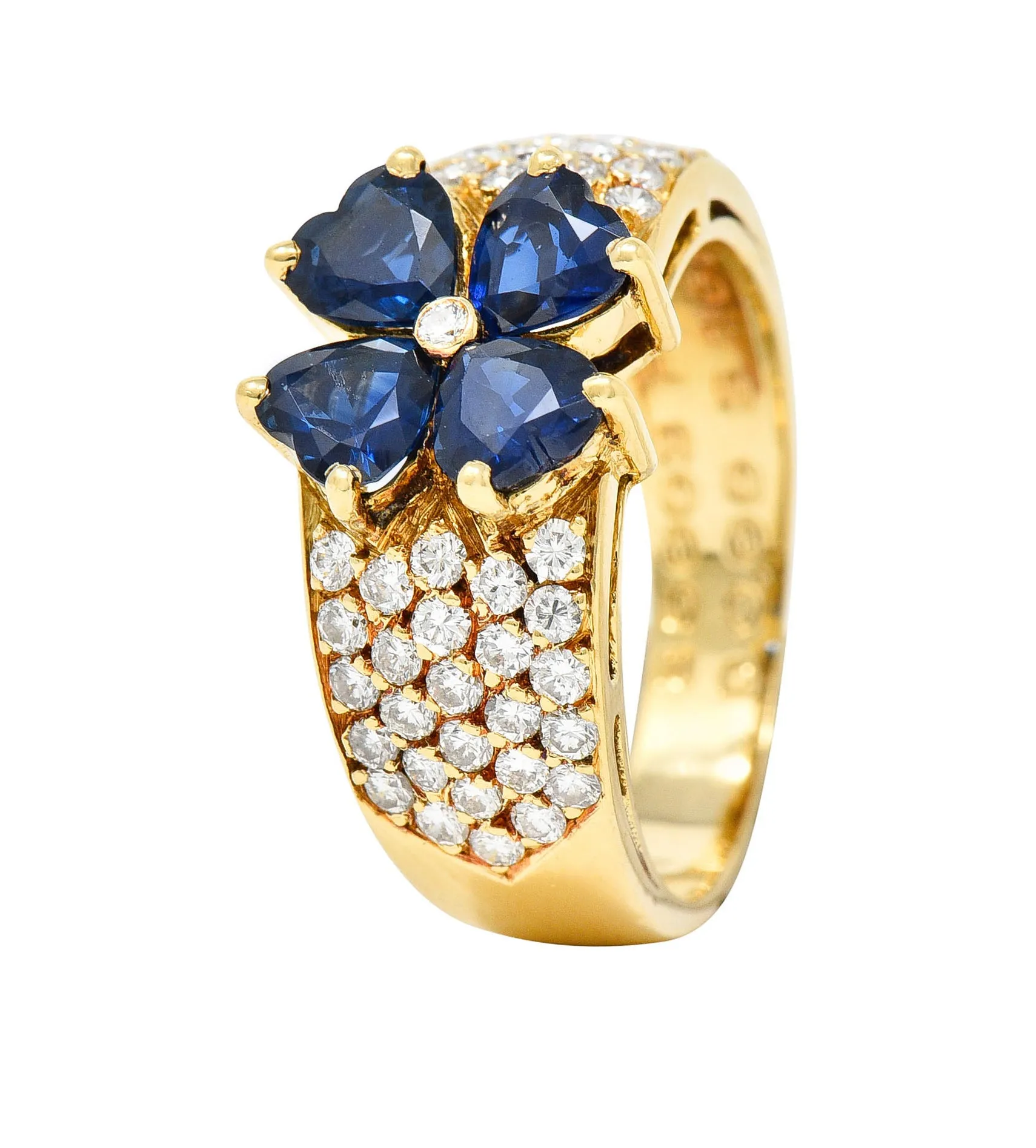 Van Cleef & Arpels French Sapphire Diamond 18 Karat Gold Marie Antoinette Fleurette Band Vintage Ring