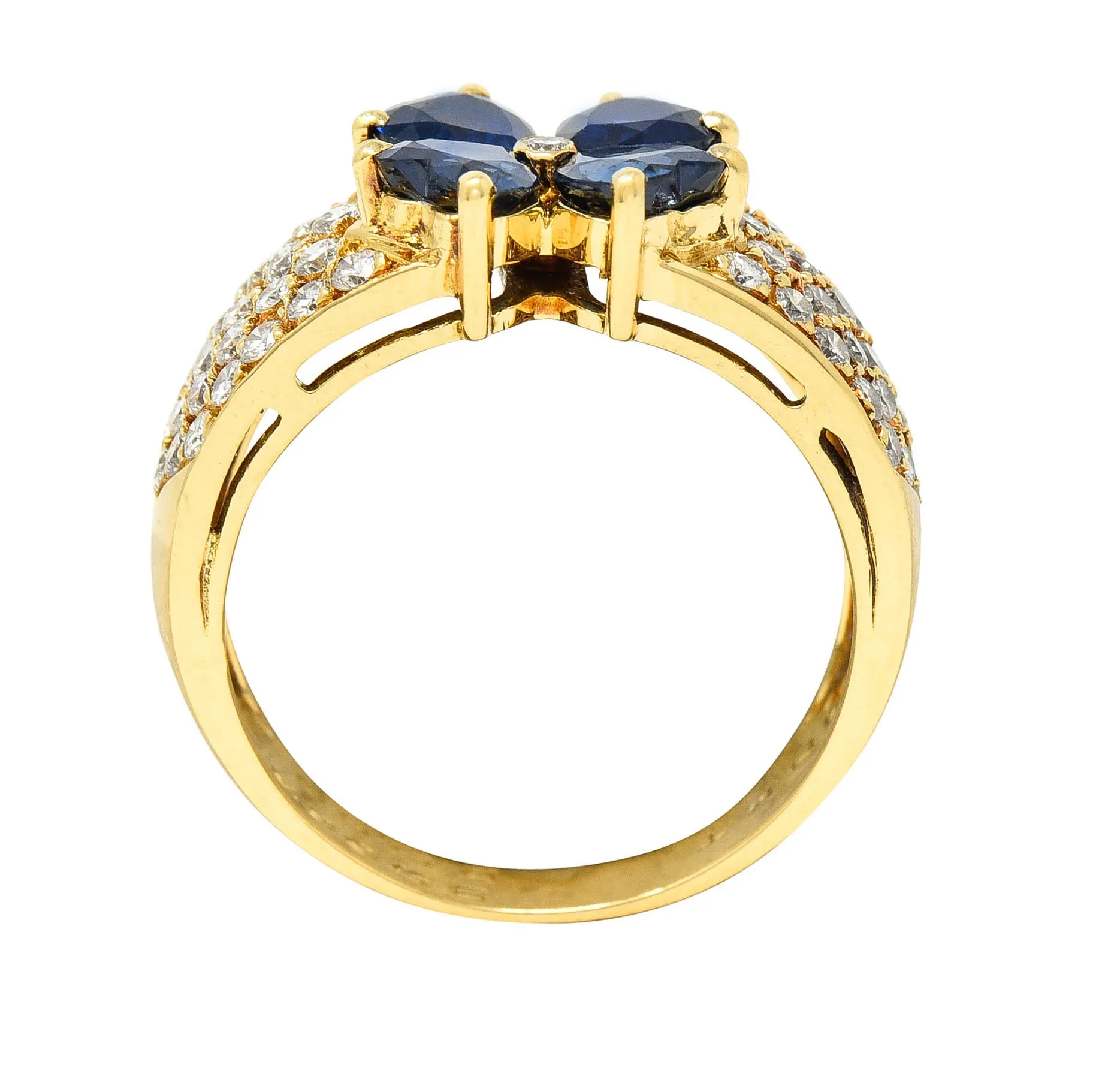 Van Cleef & Arpels French Sapphire Diamond 18 Karat Gold Marie Antoinette Fleurette Band Vintage Ring