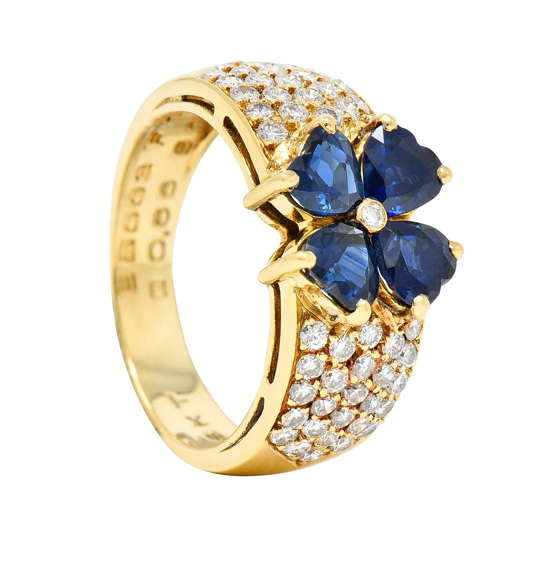 Van Cleef & Arpels French Sapphire Diamond 18 Karat Gold Marie Antoinette Fleurette Band Vintage Ring