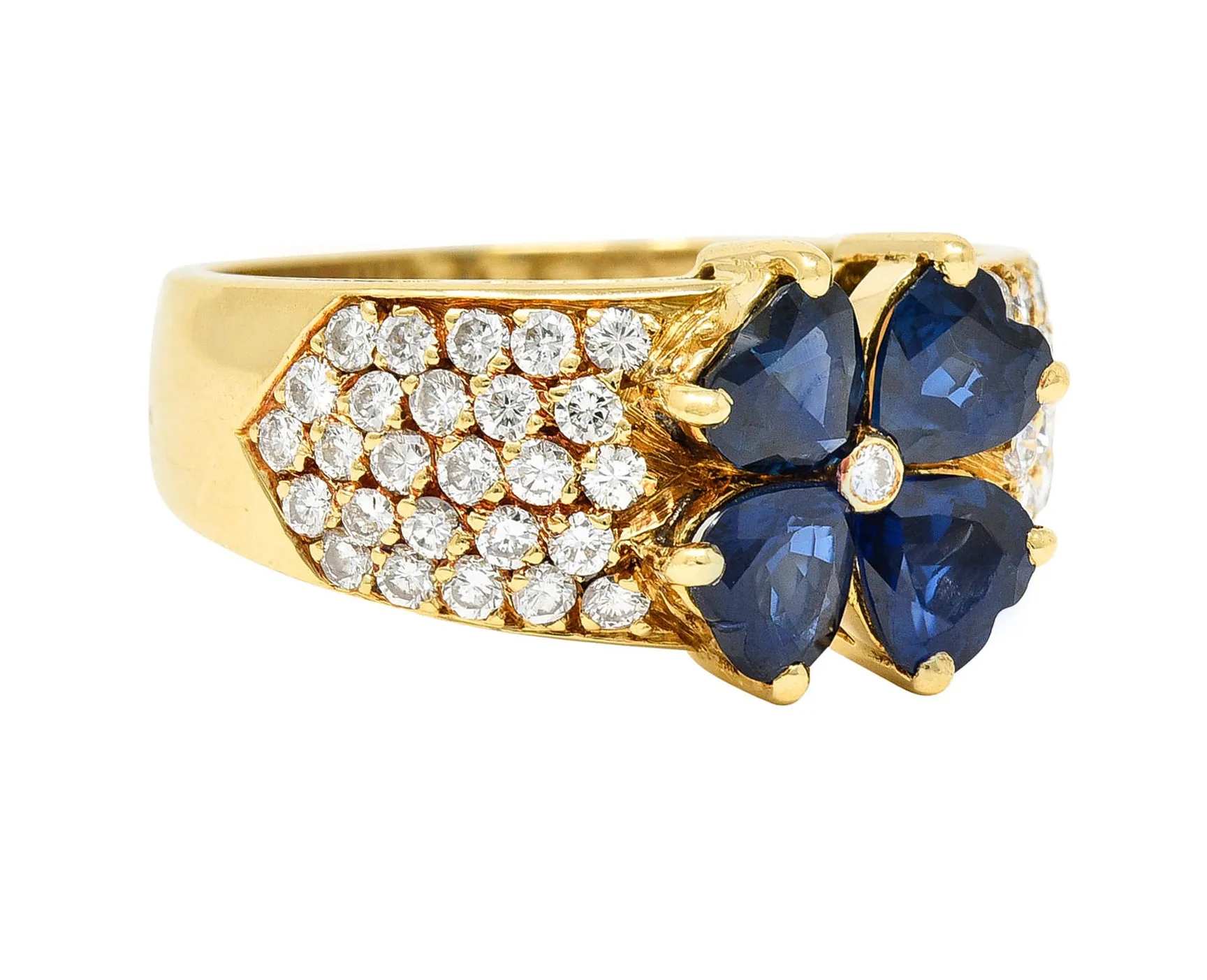 Van Cleef & Arpels French Sapphire Diamond 18 Karat Gold Marie Antoinette Fleurette Band Vintage Ring