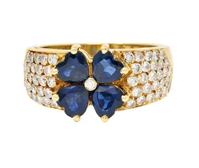 Van Cleef & Arpels French Sapphire Diamond 18 Karat Gold Marie Antoinette Fleurette Band Vintage Ring