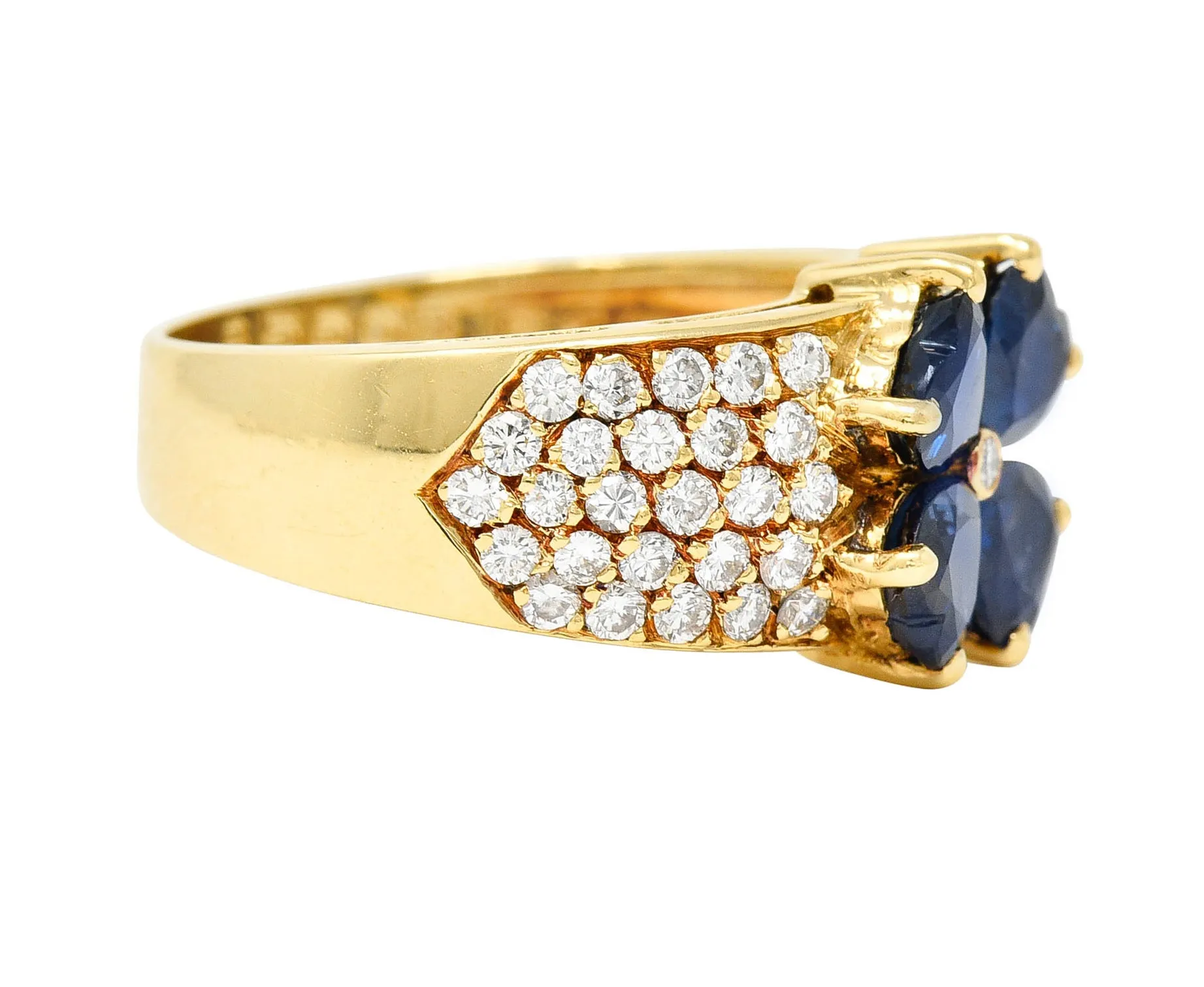 Van Cleef & Arpels French Sapphire Diamond 18 Karat Gold Marie Antoinette Fleurette Band Vintage Ring