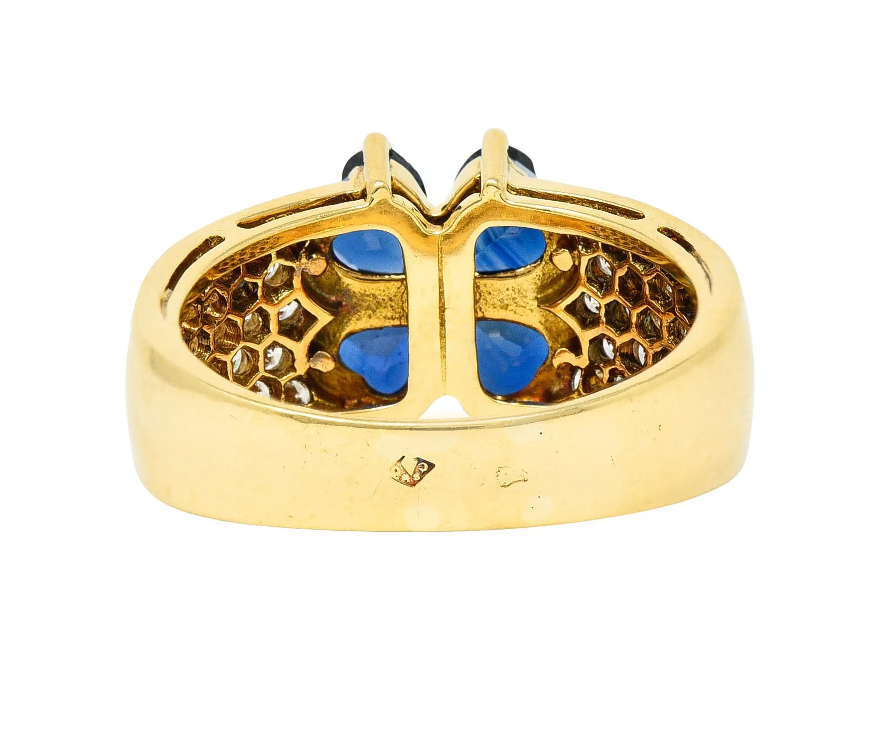 Van Cleef & Arpels French Sapphire Diamond 18 Karat Gold Marie Antoinette Fleurette Band Vintage Ring