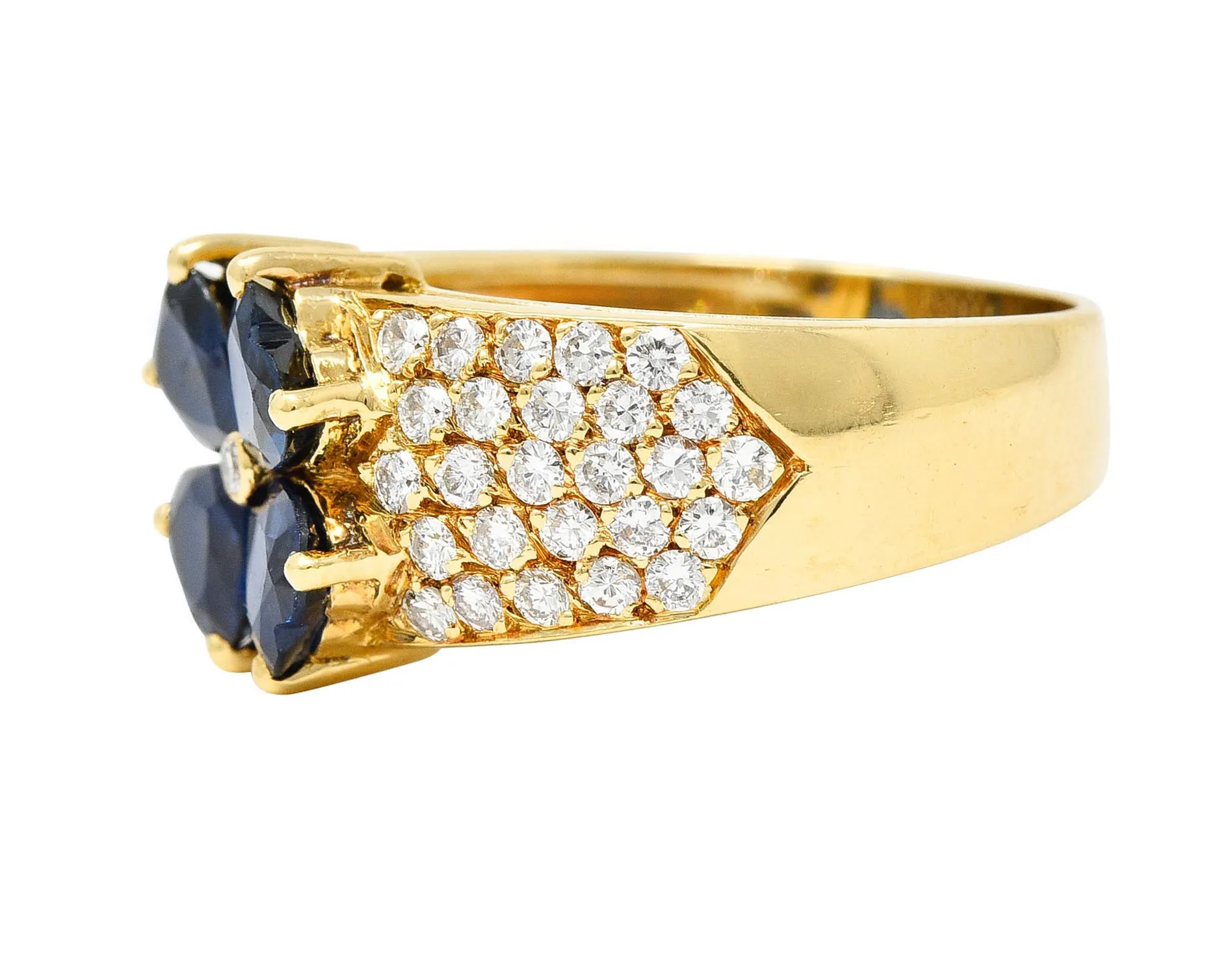 Van Cleef & Arpels French Sapphire Diamond 18 Karat Gold Marie Antoinette Fleurette Band Vintage Ring