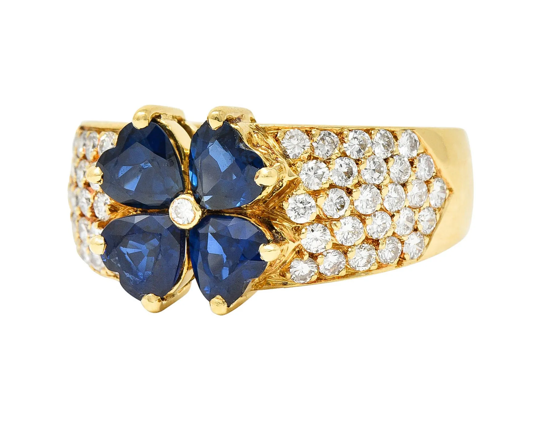 Van Cleef & Arpels French Sapphire Diamond 18 Karat Gold Marie Antoinette Fleurette Band Vintage Ring