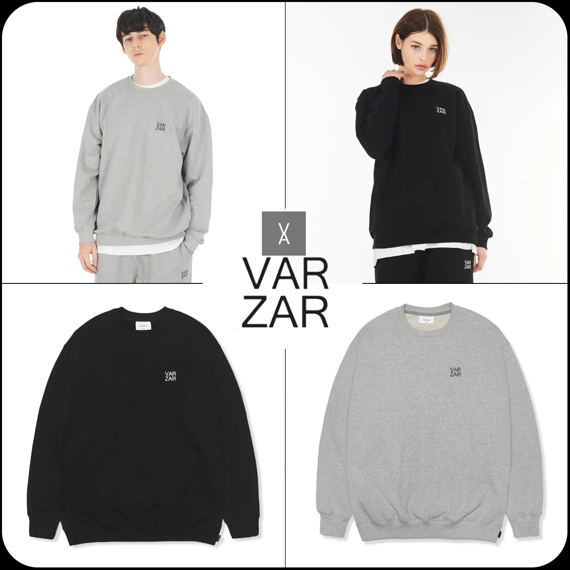 VARZAR  |Unisex Street Style Long Sleeves Cotton Logo Sweatshirts