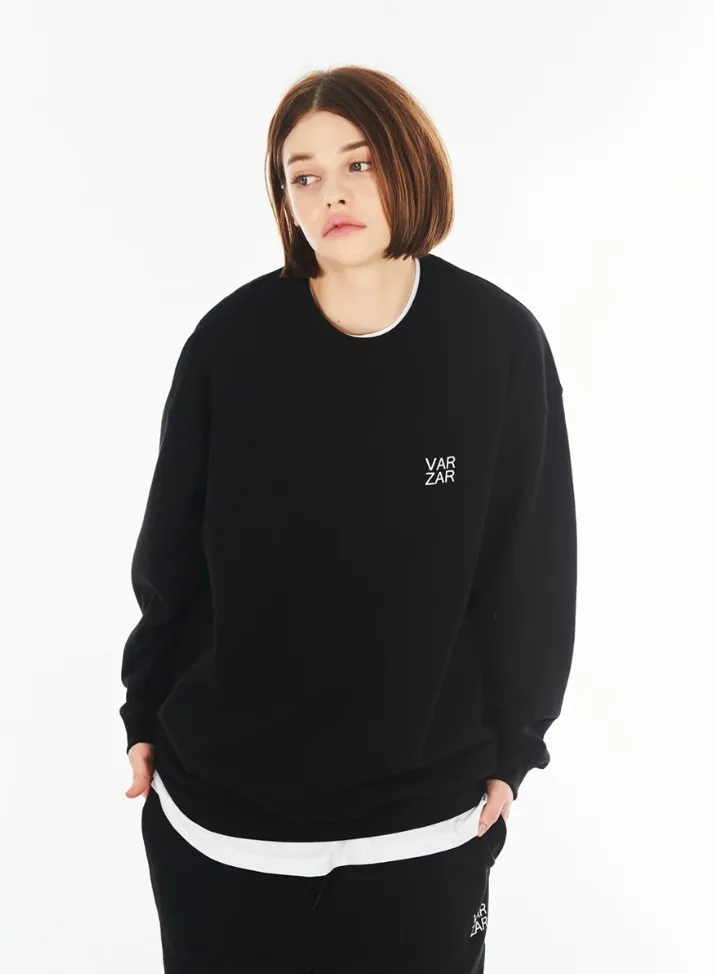 VARZAR  |Unisex Street Style Long Sleeves Cotton Logo Sweatshirts