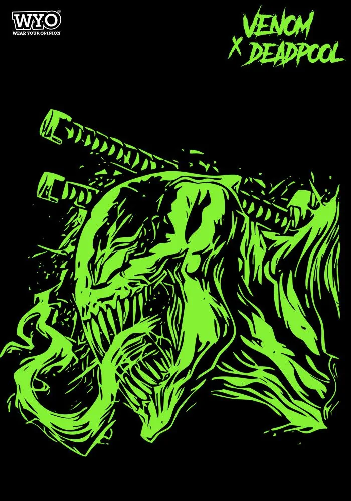 Venom Deadpool Glow In Dark Oversized T-Shirt