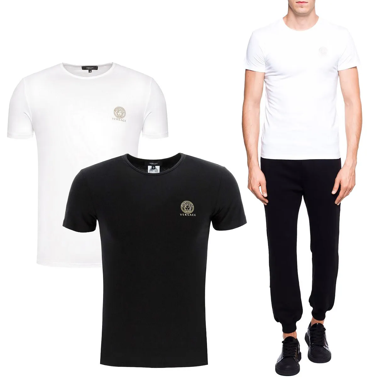 VERSACE  |Crew Neck Street Style Plain Cotton Short Sleeves Co-ord