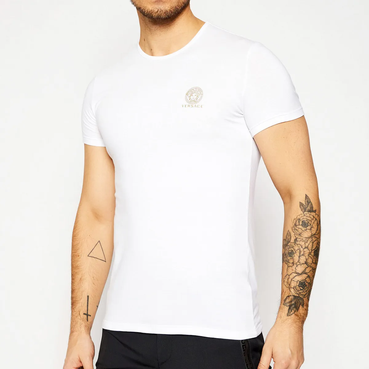 VERSACE  |Crew Neck Street Style Plain Cotton Short Sleeves Co-ord