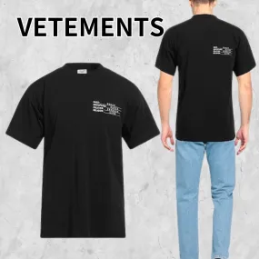 VETEMENTS  |Crew Neck Street Style Cotton Short Sleeves Logo