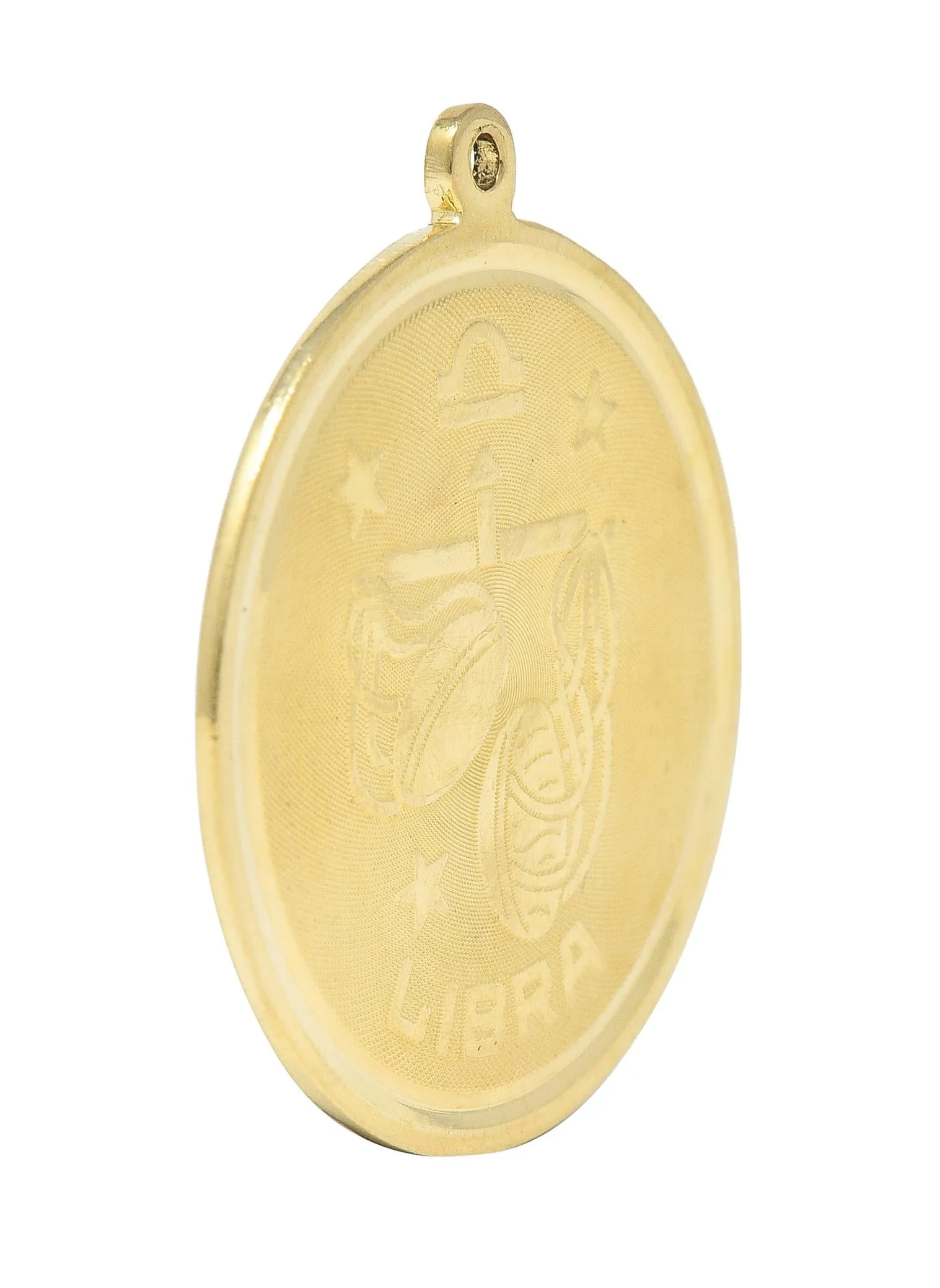 Vintage 14 Karat Yellow Gold Libra Zodiac Medallion Pendant Charm