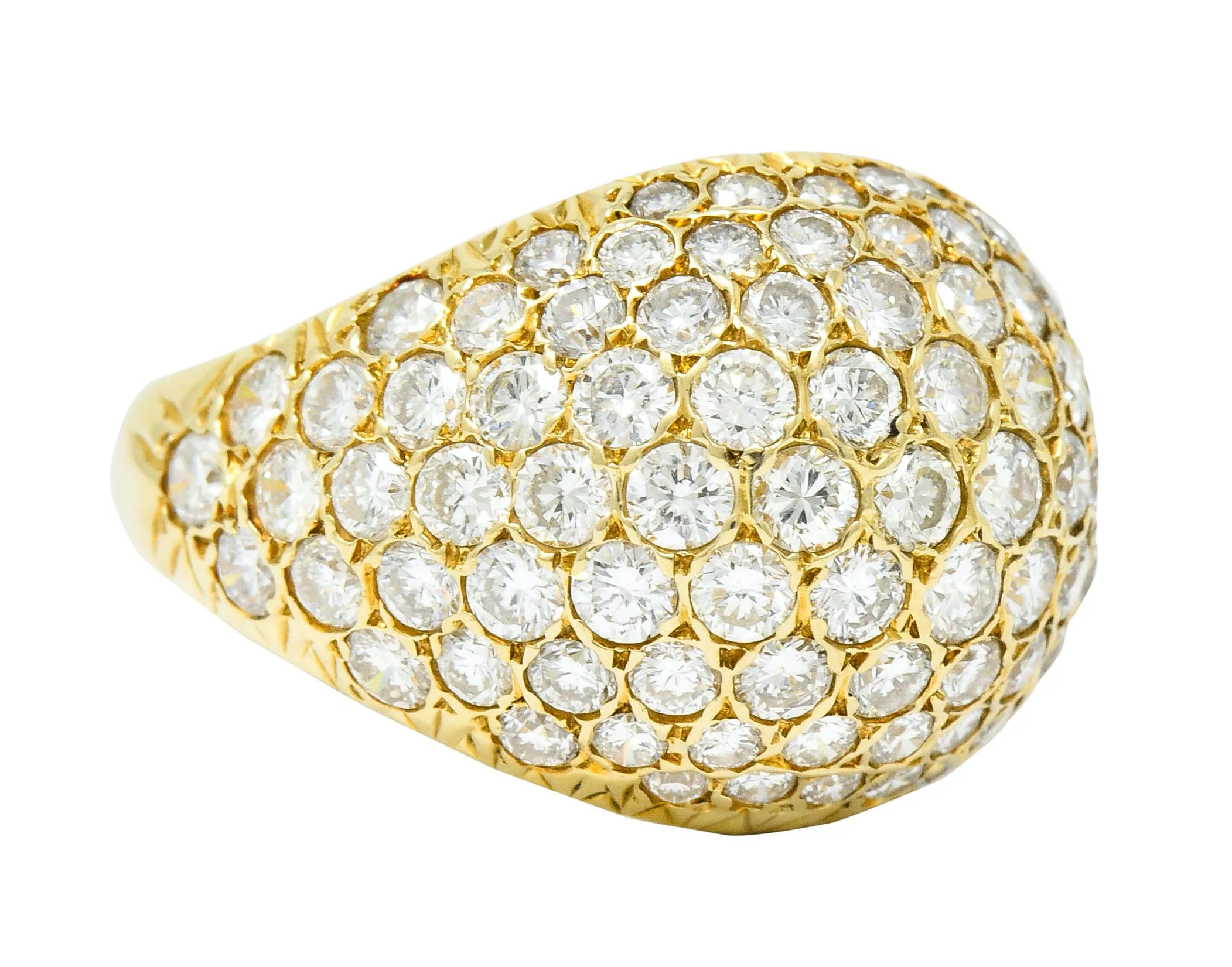 Vintage 3.75 CTW Pave Diamond 14 Karat Gold Bombay Band Ring