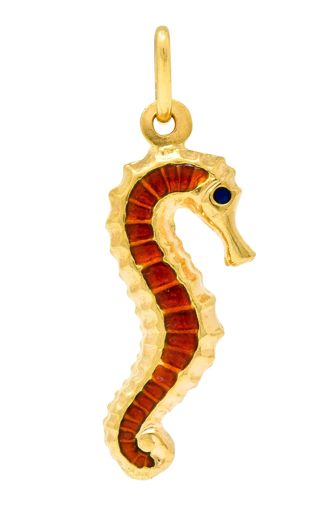 Vintage Italian Enamel 18 Karat Gold Seahorse Charm Circa 1960