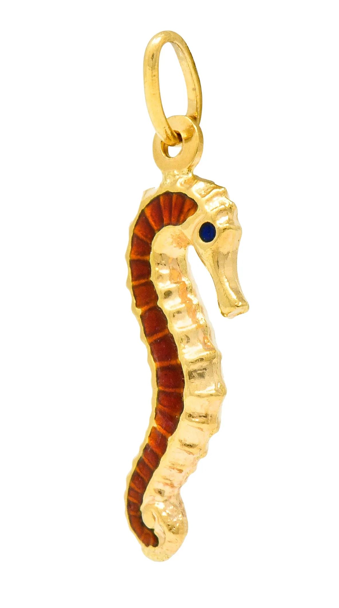 Vintage Italian Enamel 18 Karat Gold Seahorse Charm Circa 1960