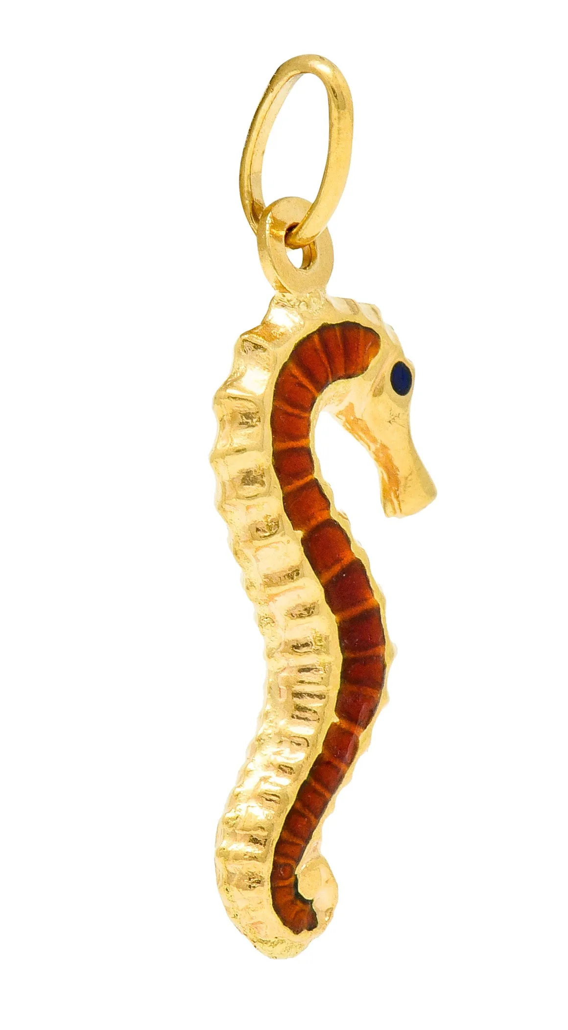 Vintage Italian Enamel 18 Karat Gold Seahorse Charm Circa 1960