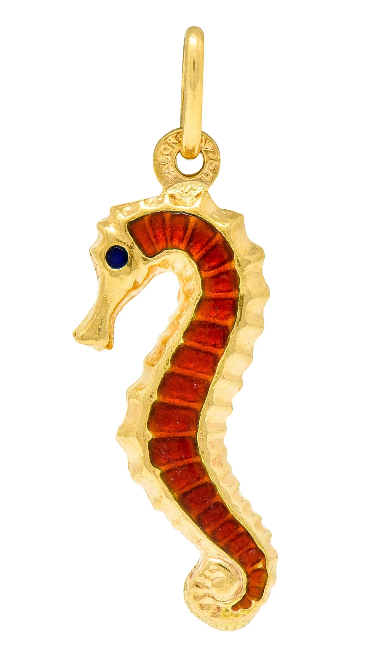 Vintage Italian Enamel 18 Karat Gold Seahorse Charm Circa 1960