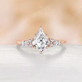 Vintage Kite Cut Moissanite Rose Gold Cluster Engagement Ring