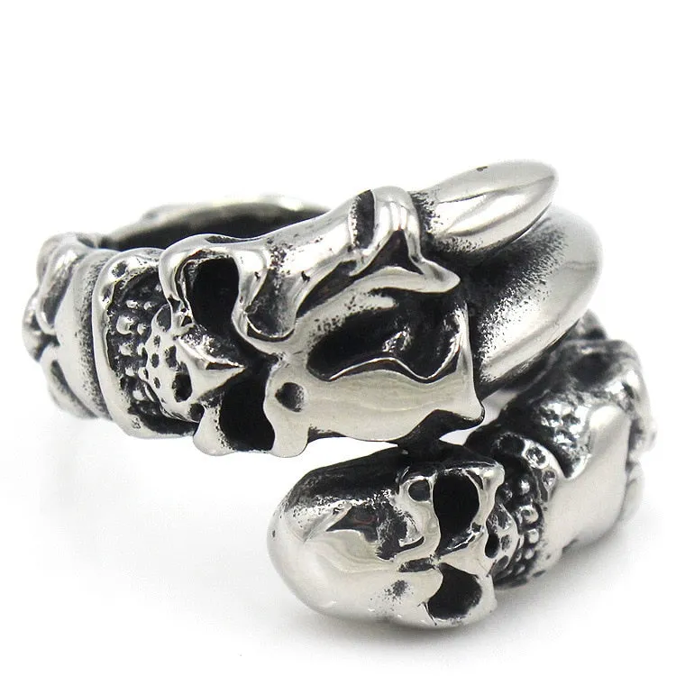 Vintage Punk Rock Beast Claw Skull Ring