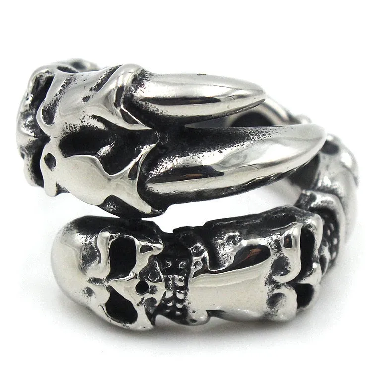 Vintage Punk Rock Beast Claw Skull Ring