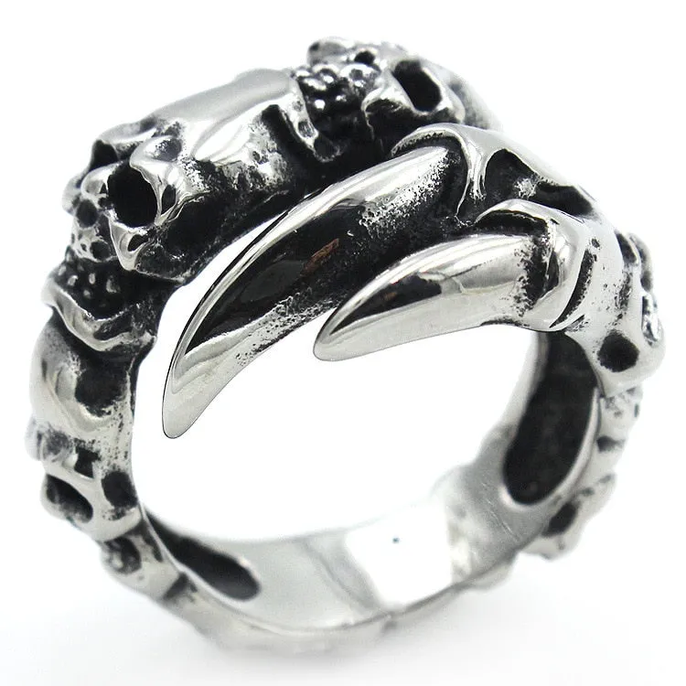 Vintage Punk Rock Beast Claw Skull Ring