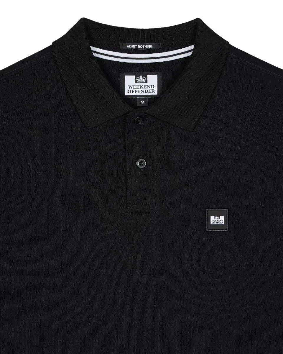 Weekend Offender Dice Long Sleeve Polo Shirt Black